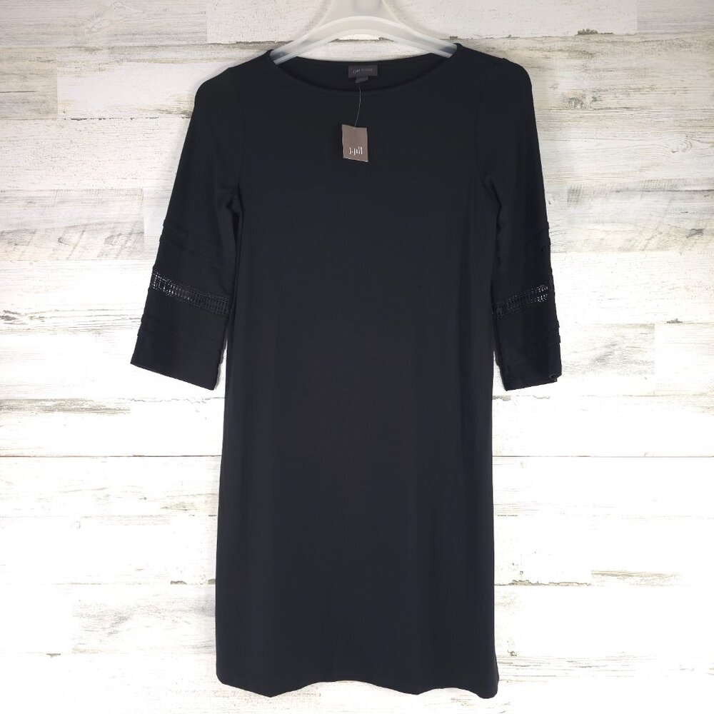 J. Jill Wearever Collection A-Line Dress Petite’s Small PS Solid Black Boat Neck
